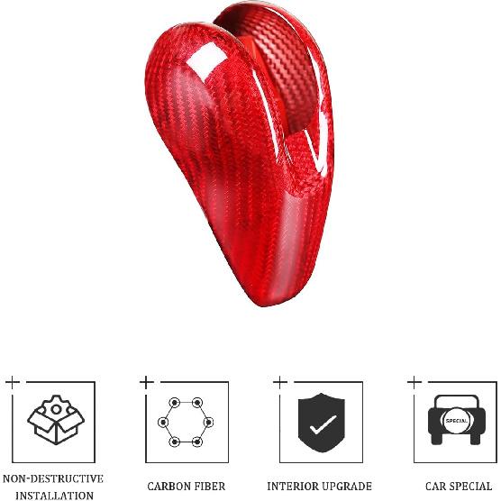 TOYCIDFG Car Gear Shift Knob Cover Trim Compatible with Porsche Macan 2014-2021 Panamera Cayman Boxster 718 911 Auto Interior Accessories Decals (Red