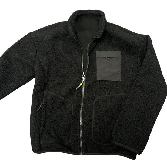 Faux Lambswool Jacket Coat Autumn Winter Zipper Placket Stand Collar Long Sleeve Solid Color Coat with Pockets