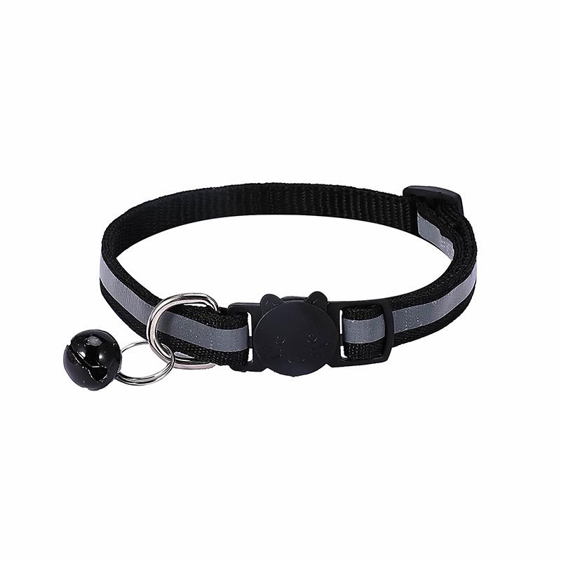 Reflective Cat Collar with Cartoon Cat Head & Colorful Bell
