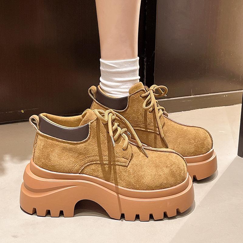 Women's Shoes Heightened Thick-soled Frosted Leather Martin Boots Women's Autumn New Rhubarb Boots Small Man