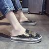 Fashion Diamond Rhinestone Loafers with Crystals Ladies Shoes High On Platform Low Slip Women Footwear Bow Canvas 39 Cotton Trends 2024