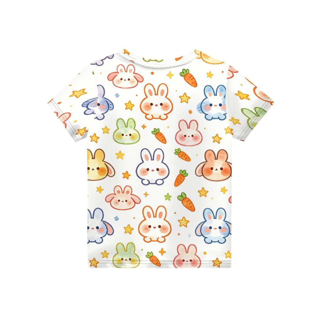 Kids Animal Print Crew Neck Short Sleeve Casual Loose Fit T Shirt Comfortable Lightweight Soft Fabric Suitable for Everyday Wear