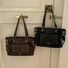 New Retro Coffee Color Versatile Large Capacity Commuting Tote Bag, College Style Single Shoulder Crossbody Bag