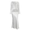 Elegant off-shoulder long dress two-piece set for women, 1116 autumn patchwork lace gown, elegant women's wear