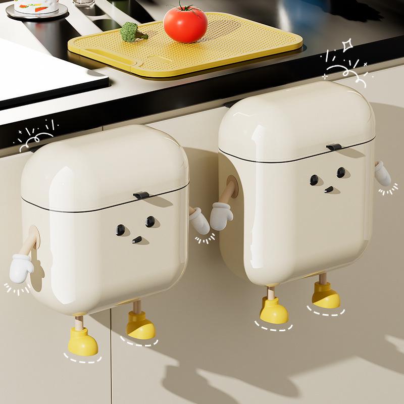 Wall-Mounted Sanitary Trash Can with Lid for Kitchen or Bathroom