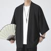 Camisa de hombre Kimono estilo japonés Color sólido disfraz de samurái ropa asiática cárdigan de tres cuartos camisa chaqueta