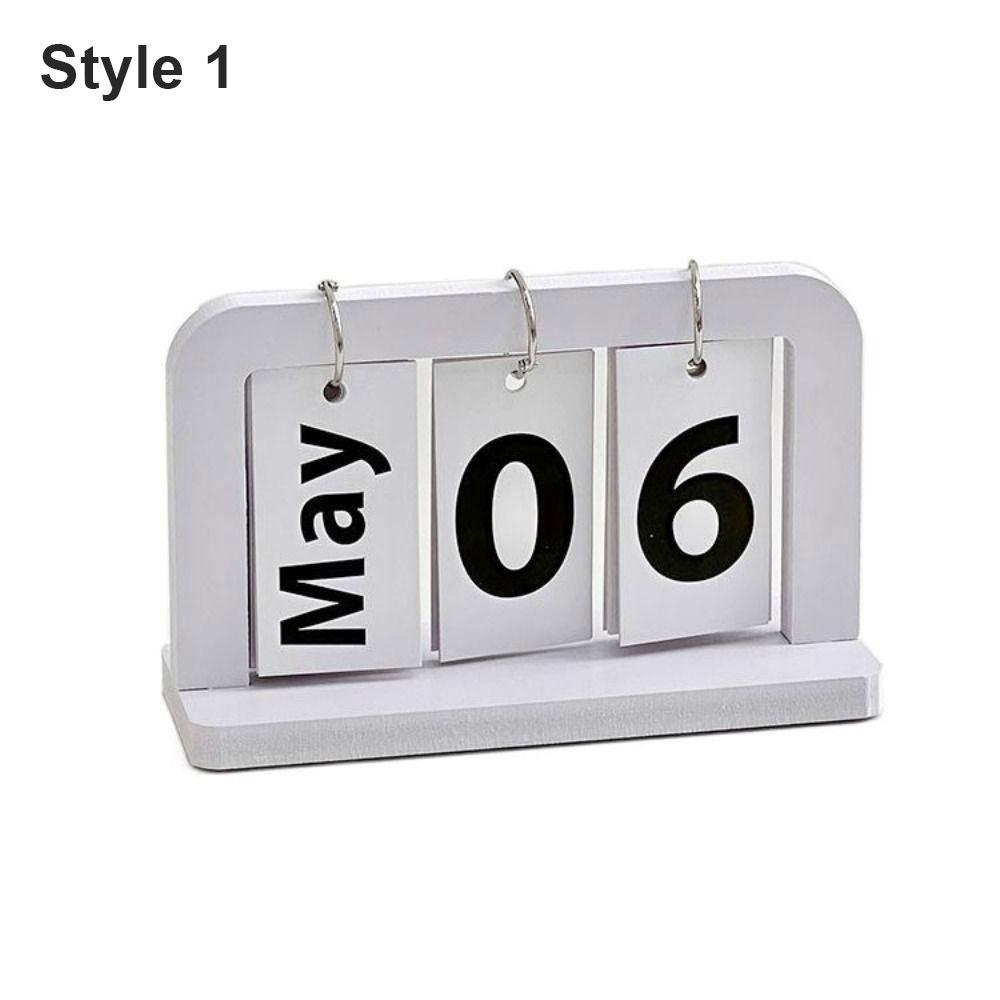 1Pcs Month Date Display Wooden Calendar Ornament Simple Craft Prop  Office Desktop Home Decoration