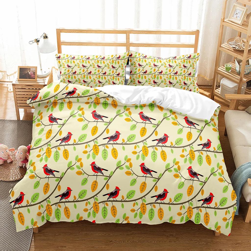 Comforter Cute Birds Wild Animals Pattern Polyester Comforter With For Men Women Bedding Set King Size