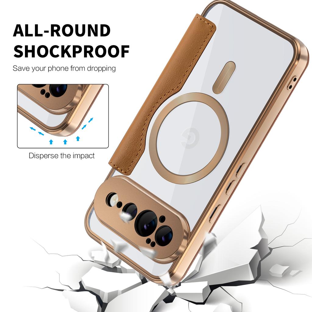 Luxury Leather Wallet Card Clip Clear Phone Case for Google Pixel 11 10 9 Pro XL 10A 9A Magnetic Wireless Charge Flip Cover
