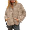 Damen Einfarbig Langarm Ärmeltaschen Baumwolljacke Und Winter Reißverschlussjacke