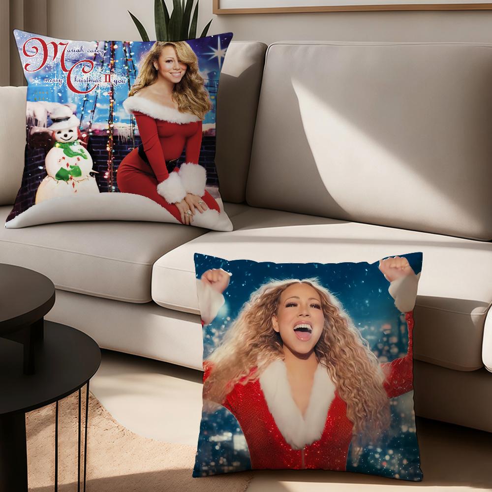 Funda de almohada Merry Christmas de la cantante Mariah Carey Cojines de oficina Adecuado para sofá coche dormitorio Funda de cojín decorativa