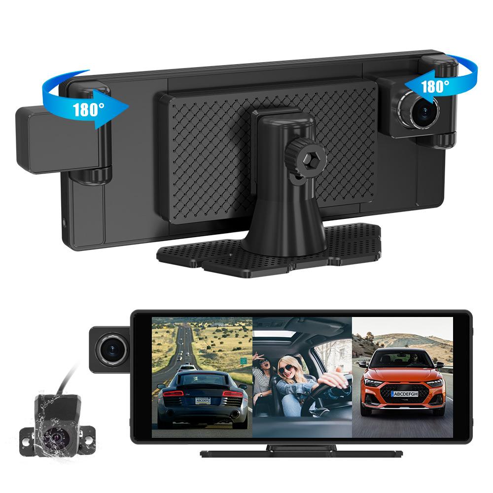 3-lens Dashcam, 10.26" HD Wireless CarPlay Car Navigation GPS.