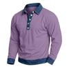 Herren Casual Patchwork Denim Langarmhemd mit Kragen