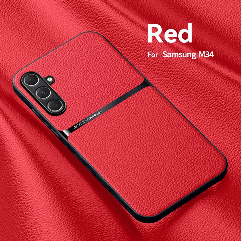 Pro Samsung Galaxy M34 5G Pouzdro Magnetický držák do auta Kožená Pouzdra na telefon Pro Samsung M34 M 34 5G SM-M346B Nárazuvzdorný zadní kryt