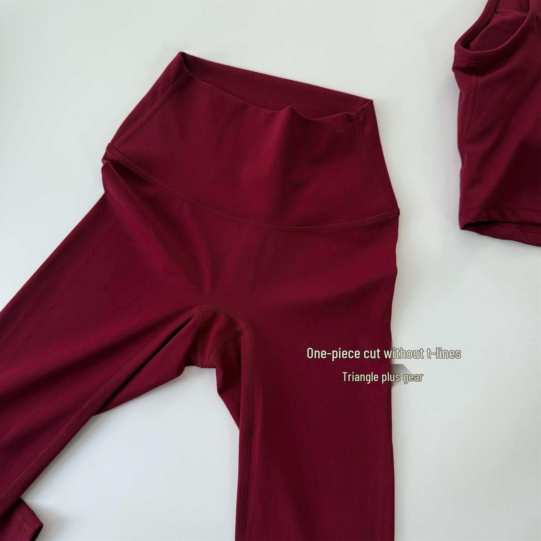 

Angola Red High-Waisted Butt-Lifting Yoga Pants for Women - Double-Sided Brushed Peach Feel Fitness Wear Medium