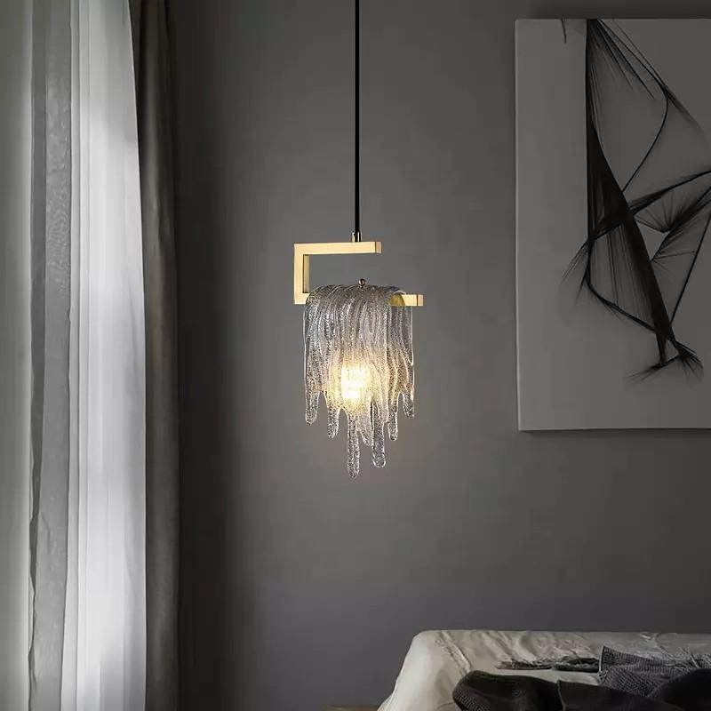 Moderní luxusní zlatá závěsná světla do ložnice k posteli, skleněné závěsné svítidlo pro domácnost, obývací pokoj, kuchyň, mosazné LED osvětlení