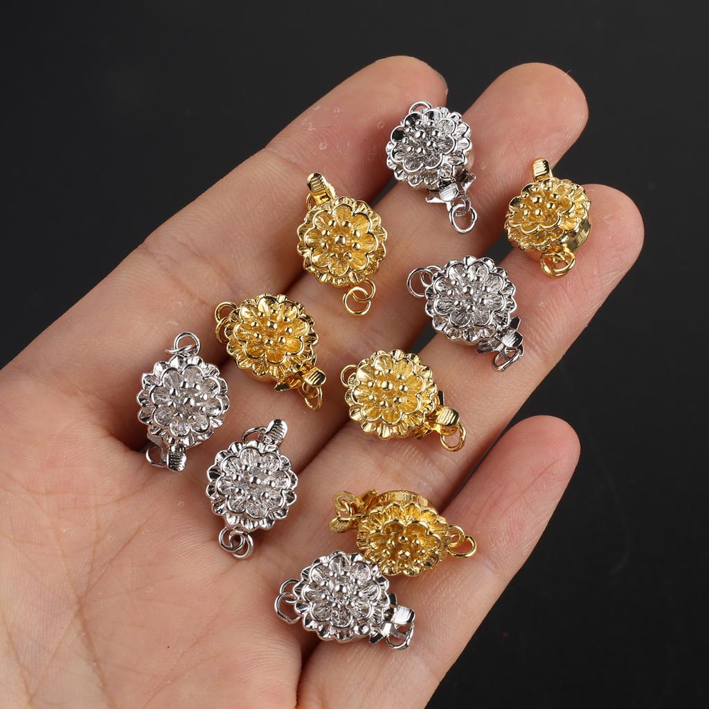 2Pcs Petal-Shaped Clasps For Necklace Bracelet Brass Buckle Hooks Connector For DIY Jewelry Making Accessories
