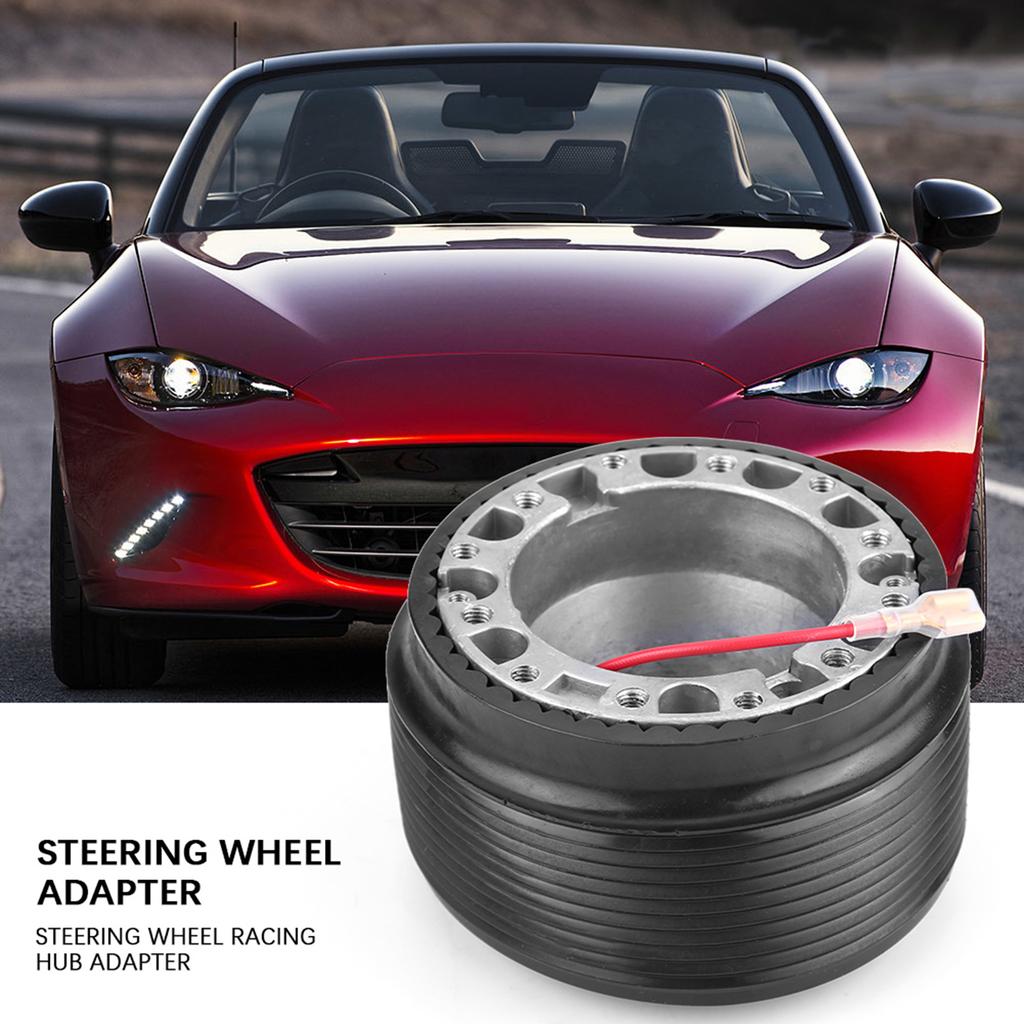 Stee Wheel Hub Adapter, Aluminum 6- Racing Stee Wheel Adapter Quick Relse Kit for 323 Miata MX3 MX5 MX6, Black