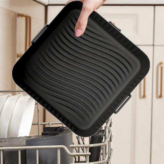 Square Silicone Air Fryer Liner Reusable Non-Stick Mat for COSORI 5QT/6QT Fits Square Baskets