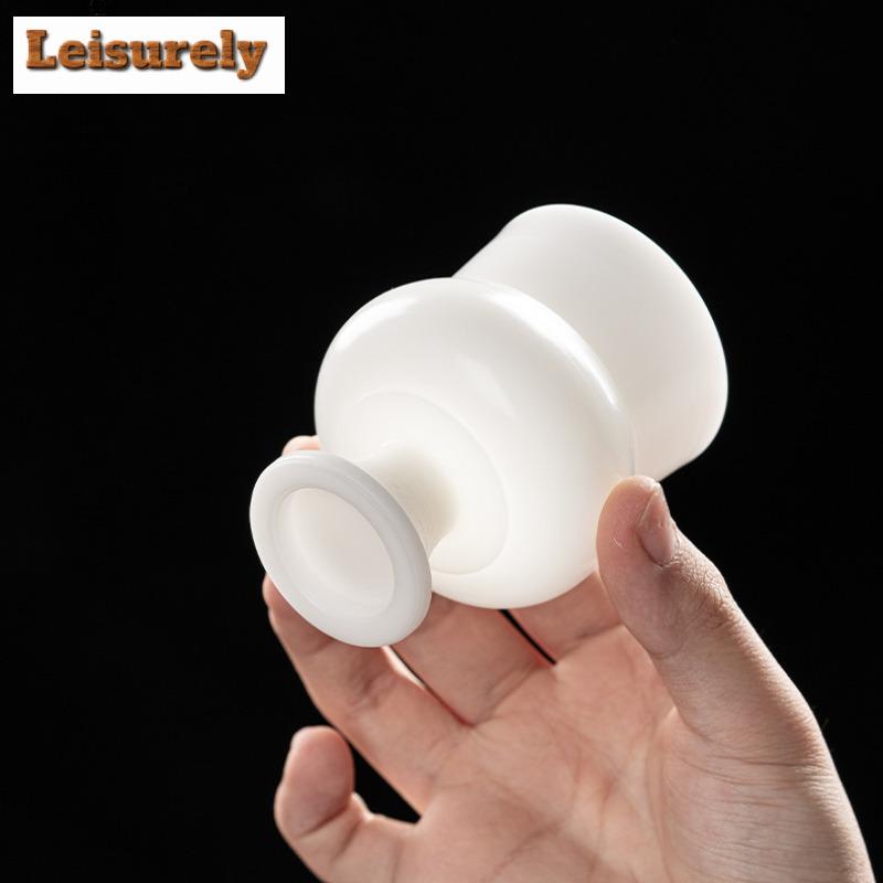 Boutique Porous White Jade Clay Teacup Hand Pulled Body Host Cup Dehua Sheep Fat White Porcelain Tea Bowl Master Cup Drinkware