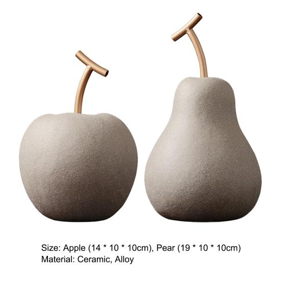 Freestanding Fruit Ornament Smooth Surface Ceramic Nordic Style Apples Figurine for Store
