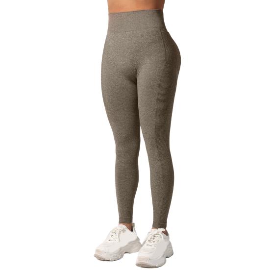 

Женские штаны для йоги, однотонные леггинсы с высокой талией и боковыми карманами в стиле 3D Engineering, спортивные брюки S коричневый