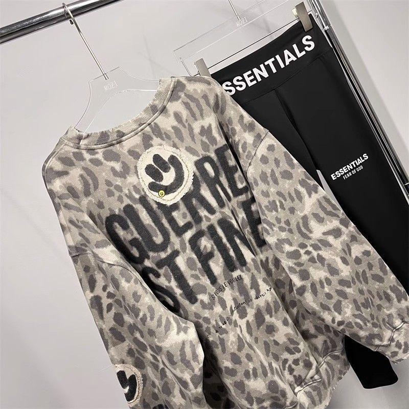 Extra Large Autumn Smiley Leopard Print Sweater for Women