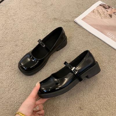 Fashion Women's Luxury Beaded Mary Jane Leather Shoes Spring/Autumn Fashion Comfortable Elegant Flat Black Walking Shoes Zapatos Mujer