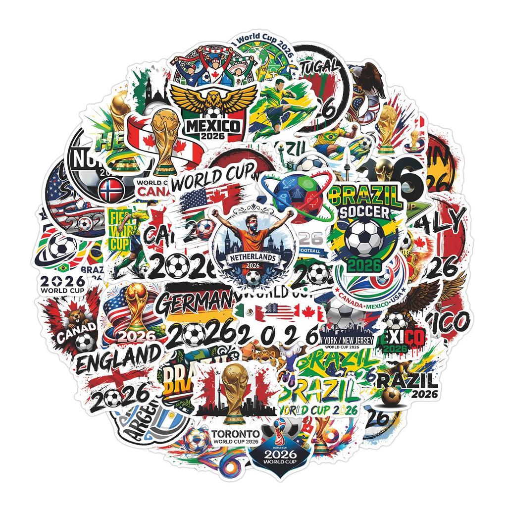World Cup Soccer Stickers 50pcs DIY Scrapbook Decals Football Souvenir Decorations