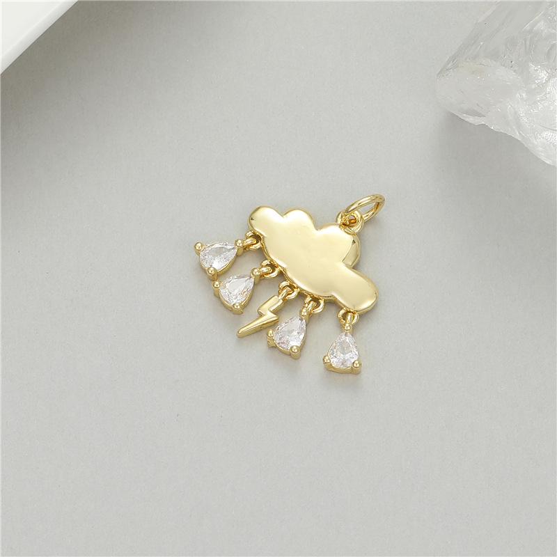 14K Gold-Plated Copper Star, Moon, Cloud Charm Set: Pendant, Bracelet, Necklace, Earrings - DIY Jewelry Materials.