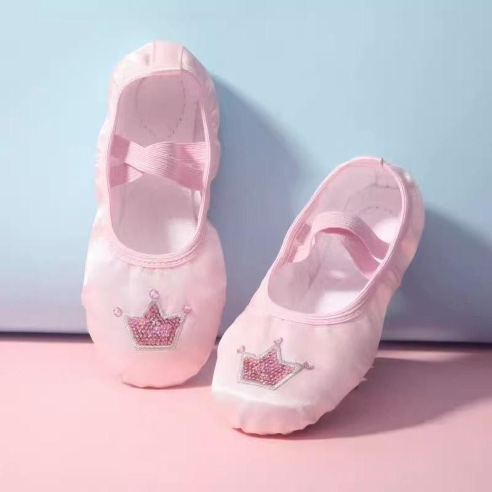 1 Pair of Crown Ballet Shoes Embroidery Princess Shoes Indoor Girls' Dancing Shoes  Ballet