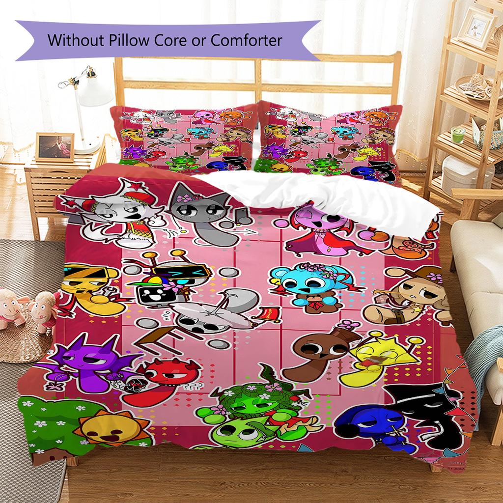 H260212Sprunki Pattern Bedding,Quilt Set Quilt Cover Pillowcase Home Birthday Gift (1 * Duvet Cover + 2 * Pillowcase, Without Core)