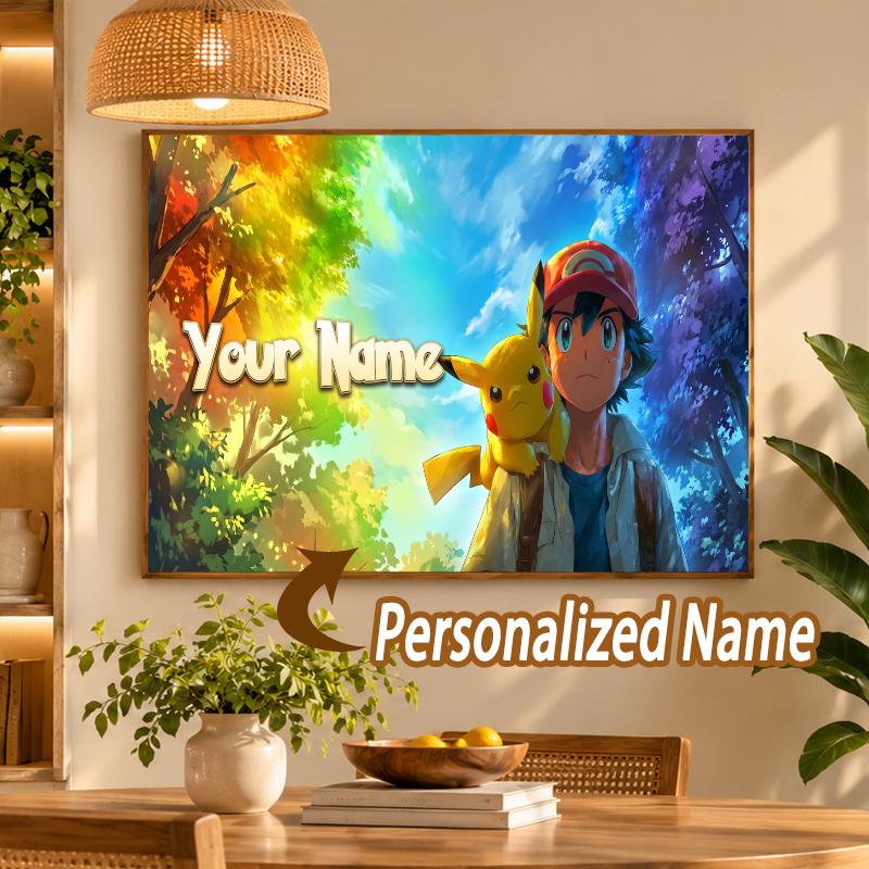 Pikachu Custom Name Diamond Painting Personalized 5D Full Drill DIY Diamond Art Home Decor
