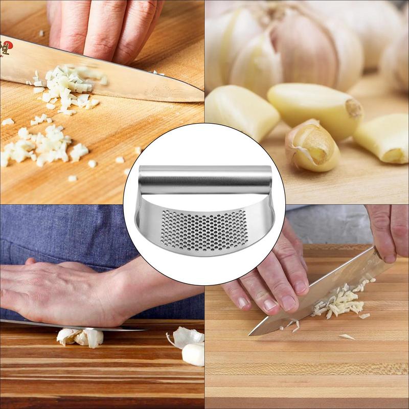 Garlic Press Rocker Manual Garlic Crusher Garlic Masher Ring Rustproof Garlic Crusher Tool With Ergonomic Handle Kitchen Gadget