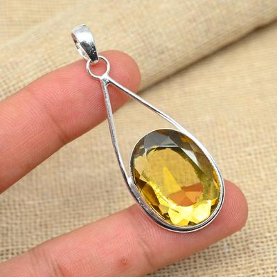 Gioielleria con ciondolo fantasia in argento sterling 925 con pietra preziosa citrino giallo AAA +