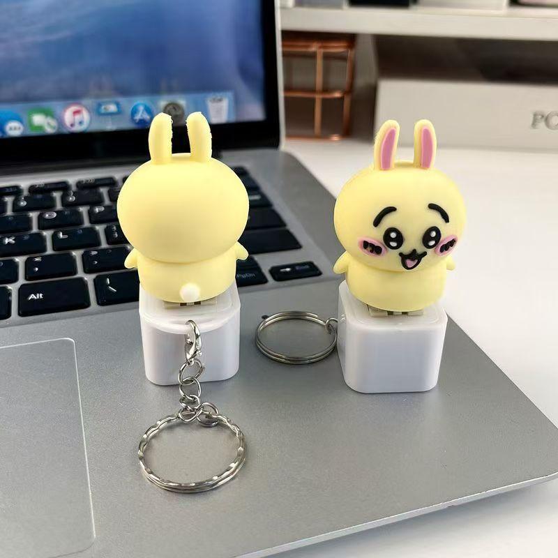 1/2Pcs Usagi Voice Luminous Fidget Decompression Keyboard Keychain Bag Pendant Stress Relief Toy Antistress Finger Keyboard Game