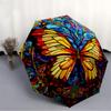 1pc Butterfly StainedGlass Automatic Open/close Umbrella, 8-Rib sturdy structure, Auto Folding/Opening, Portable Travel Umbrella for Women, Parties022