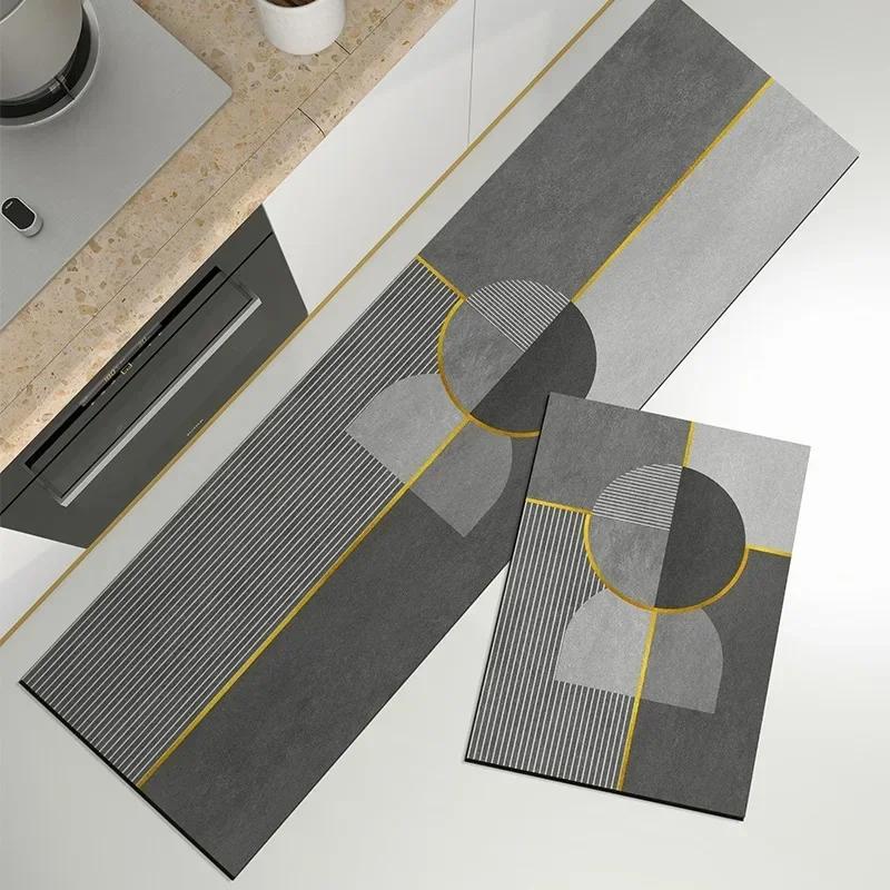 Kitchen Rugs Non-slip Waterproof Floor Mat Oil-proof Pvc Carpet Home Decoration Anti-slip Leather Rug  Alfombra De Cocina 