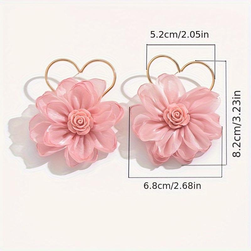 Elegant Golden Heart Flower Earrings for Women