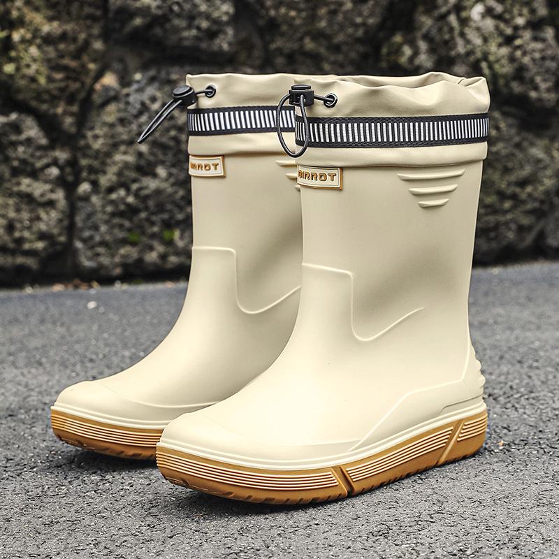 Men's Fashionable Waterproof Mid-Calf Non-Slip Rubber Boots - Warm Outdoor Short Boots