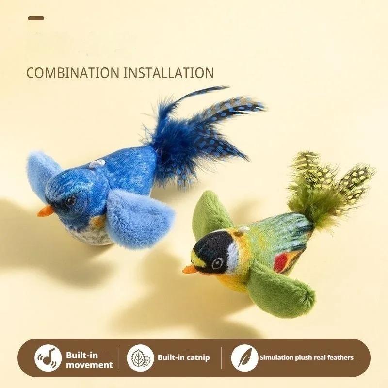 Zwitschern Vogel Katze Spielzeug Interaktive Flattern Flügel Plüsch Vogel Spielzeug Batterie Betrieben Stimulieren