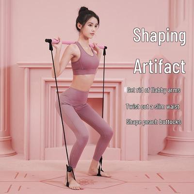 Barra Multifunzionale per Pilates e Yoga con Corda Elastica per Allenamenti Full-Body e Glutei