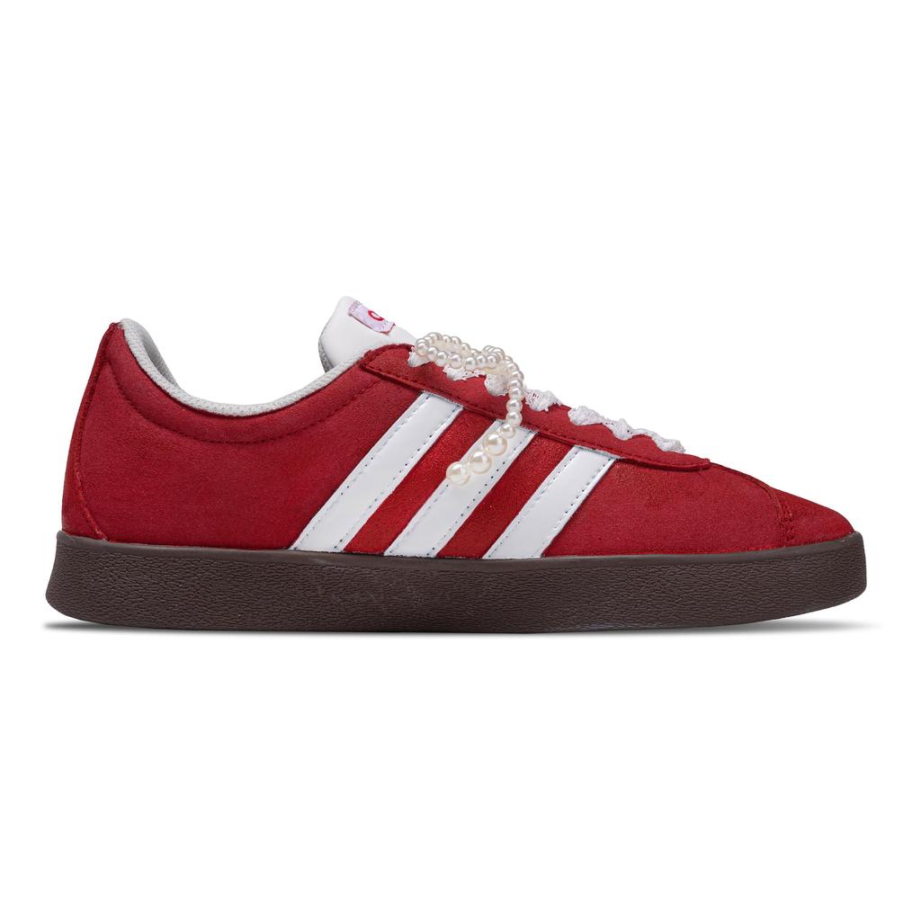 Adidas VL COURT 2.0 Dark Red Versatile Abrasion Resistant Low top Skateboard Shoes Unisex Red HQ1802(team1376-)