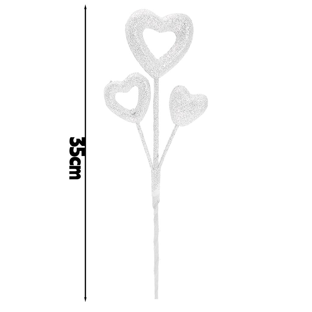 Glitter Heart Shaped Picks Foam Hearts Floral Sparkly Stick For Valentine's Day Wedding Party Decorations Home Vase Supplies