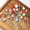 100 Stück Einweg Bambusspieße Weihnachten Obstgabeln Karamellapfel-Stäbchen Kreative Cocktailspieße Partydekoration Bambusstäbchen
