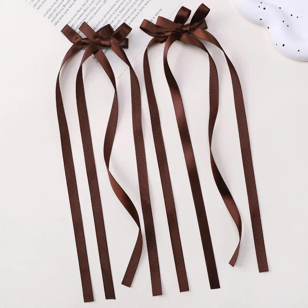 2 Pcs Fabric Hair Bow Hairpin for Women Girls Ribbon Hair Clips Headwear Black White Bow Top Clip Female Hair Accessories