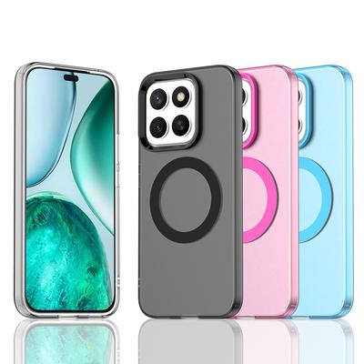 Magnetische kabellose Ladehülle für Honor X8c Hülle Bonbonfarben Transparente Rückschale Coque