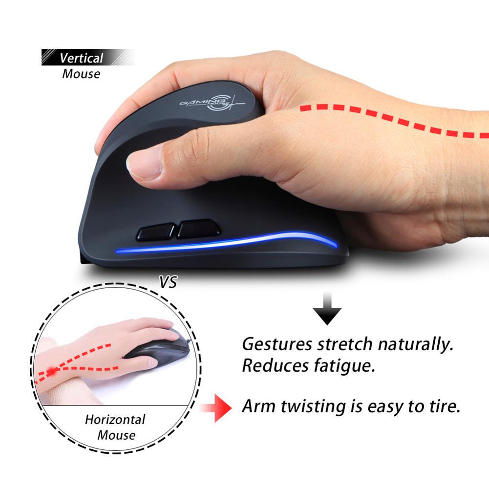 ZELOTES F-35 Wireless 2.4GHz Rechargeable Vertical Mice 6 Buttons 2400 DPI Adjustable Ergonomic Optical Gaming Computer Mouse