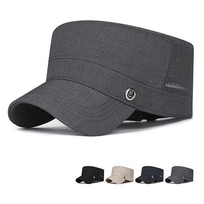 Men's Summer Sunshade Hat  Outdoor Breathable Mesh Hat Sunscreen Thin Adjustable Flat Top Hat