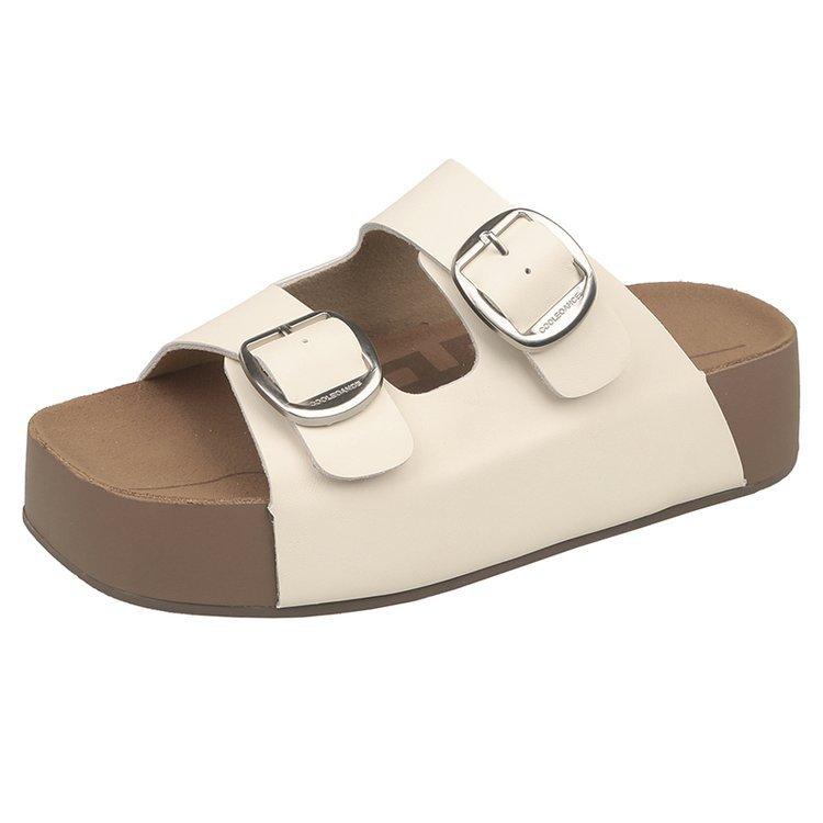 Cowhide version~ Zhou Yutong Shen Yue same raw chocolate toast thick-soled Boken slippers 2025 summer new sandals